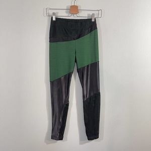 Koral Women's Dark Green & Black Deuces Shantung High Rise Leggings Size S